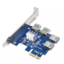 Плата розширення райзерів PCI-E x1-x16 to 4 PCI-E USB 3.0 адаптер розширення riser card PCI-E