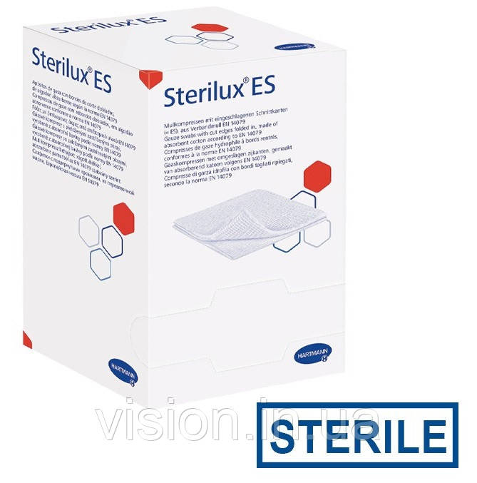 Марлеві серветки Sterilux ES, 7,5см х 7,5см, стерильні, 2 шт. * 25 шт. в упаковці