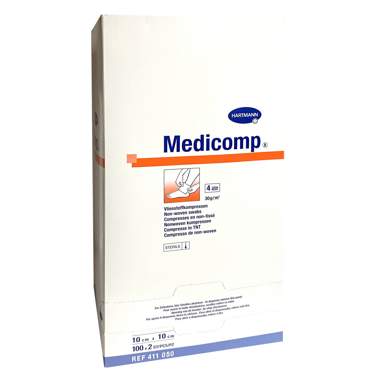 Medicomp 10 х 10 см - стерильні серветки з нетканого матеріалу 2х100шт