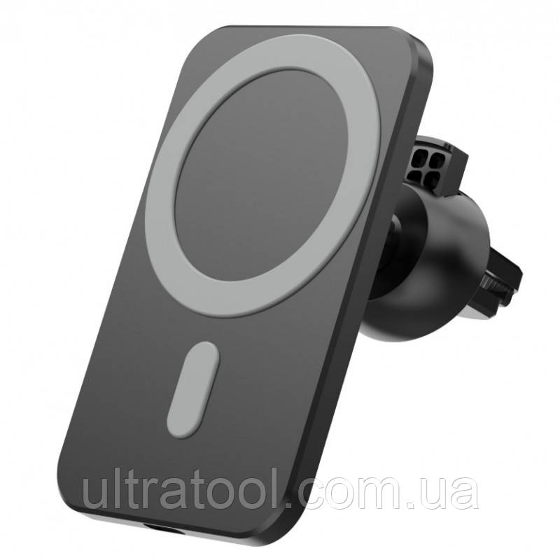 Магнітний автотримач із бездротовою зарядкою mobAlpha MagSafe Car Charger для iPhone 12/13 Чорний