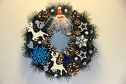 Новорічний різдвяний вінок декор на двері Новорічні вінки 30 см Рождественский венок