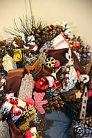 Новорічний різдвяний вінок декор на двері Новорічні вінки 40 см Рождественский венок