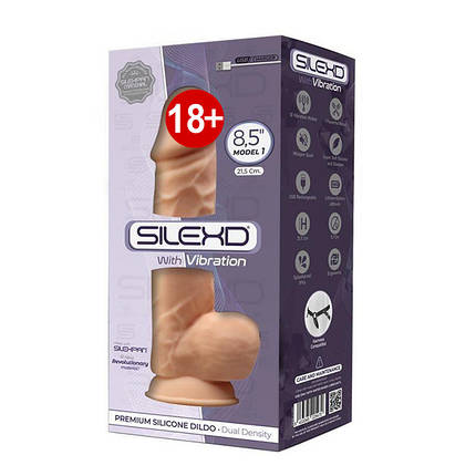 Фаллоімітатор з вібрацією SilexD Norman Vibro Flesh (MODEL 1 size 8,5in), двошаровий, діаметр 5 см, фото 2