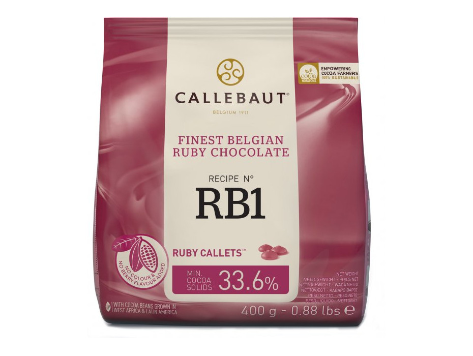 Бельгійський рубіновий шоколад Callebaut Ruby 400 грам, фото 1