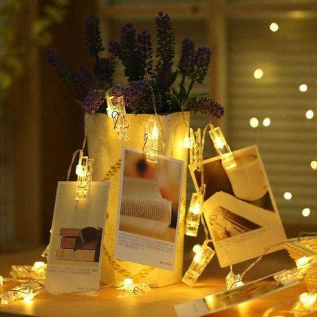 Гірлянда на прищіпках Xmas 20 Led Copper Bottle Warm White, фото 1