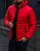 Мужская куртка зимняя до -25*С теплая Banda красная Пуховик мужской зимний со съемным капюшоном