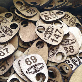 Номерок для гардероба Дерев'яний 7см 3мм Світлий