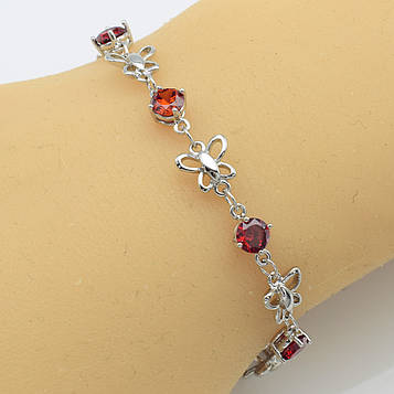 XUPING Браслет Родій з червоними цирконами Длина 17см Ширина 0.8см