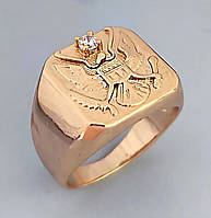 Перстень-друк TSATSA з цирконом. Позолота ЧВ. Ширина: 16 мм. Розміри: 19р. 20р. 21р. 22р.