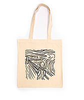 Эко-сумка шоппер рисунок Крик Эдварда Мунка ручная роспись ручная работа