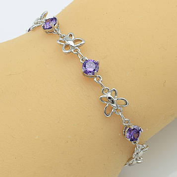 XUPING Браслет Родій з фіолетовими цирконами Длина 17см Ширина 0.8см