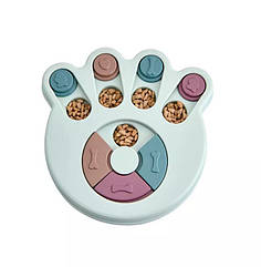 Миска для собак і котів Puzzle Eating інтерактивна розвивальна Лапка, Синя