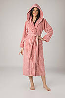 Женский халат Nusa 8655 с капюшоном, пудровый, XL