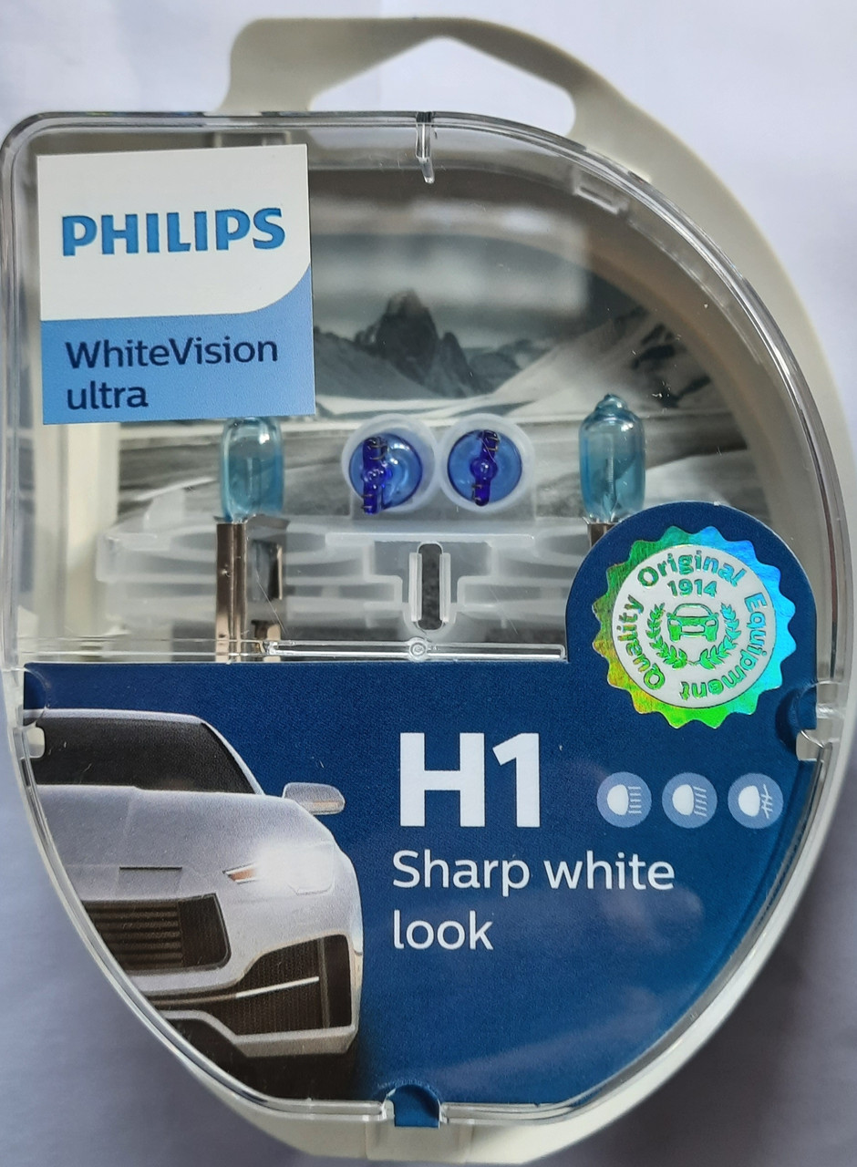Лампа галогенова Philips WhiteVision ultra H1 + 60% Xenon effect 12v