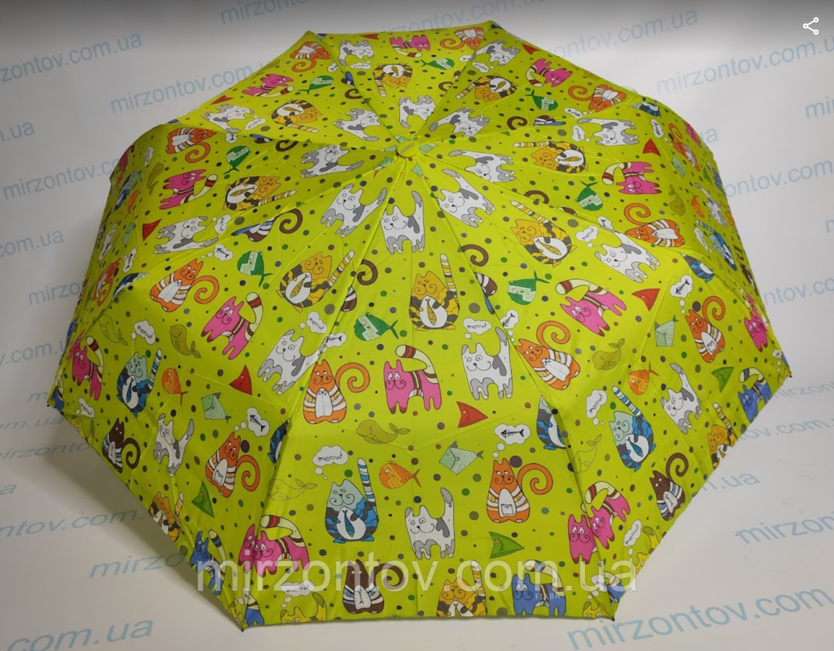 Підліткова парасолька напівавтомат із кішечками, фото 1