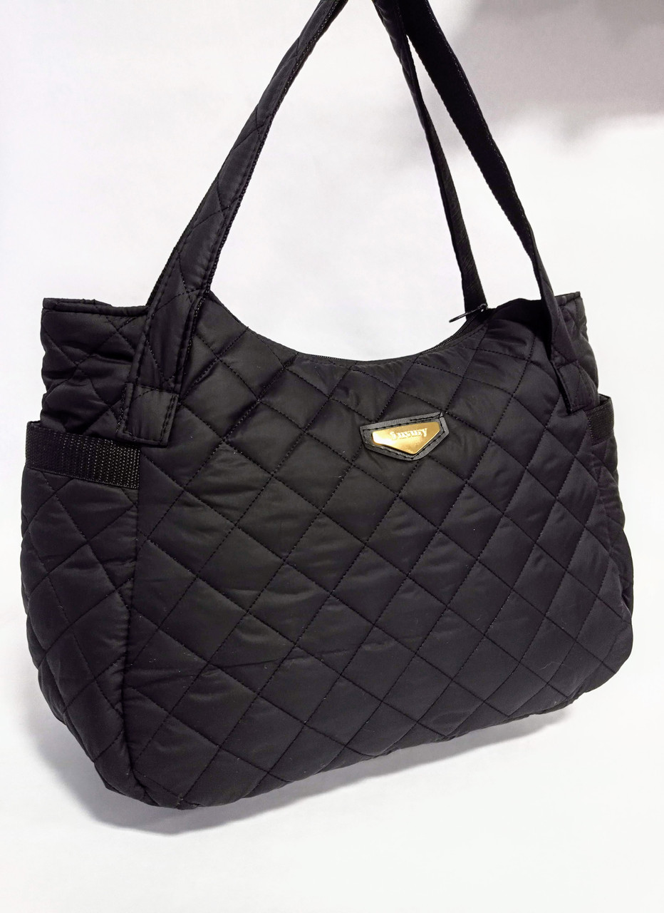 Сумка жіноча стьобана містка 43*28*17см чорна (200-554), фото 1