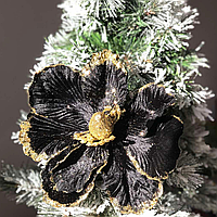 Декоративна квітка Камелія 22см, довжина ніжки 50см, колір - чорний з золотом