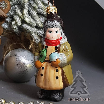 Елочная игрушка Деревенский мальчик стекло, фото 2