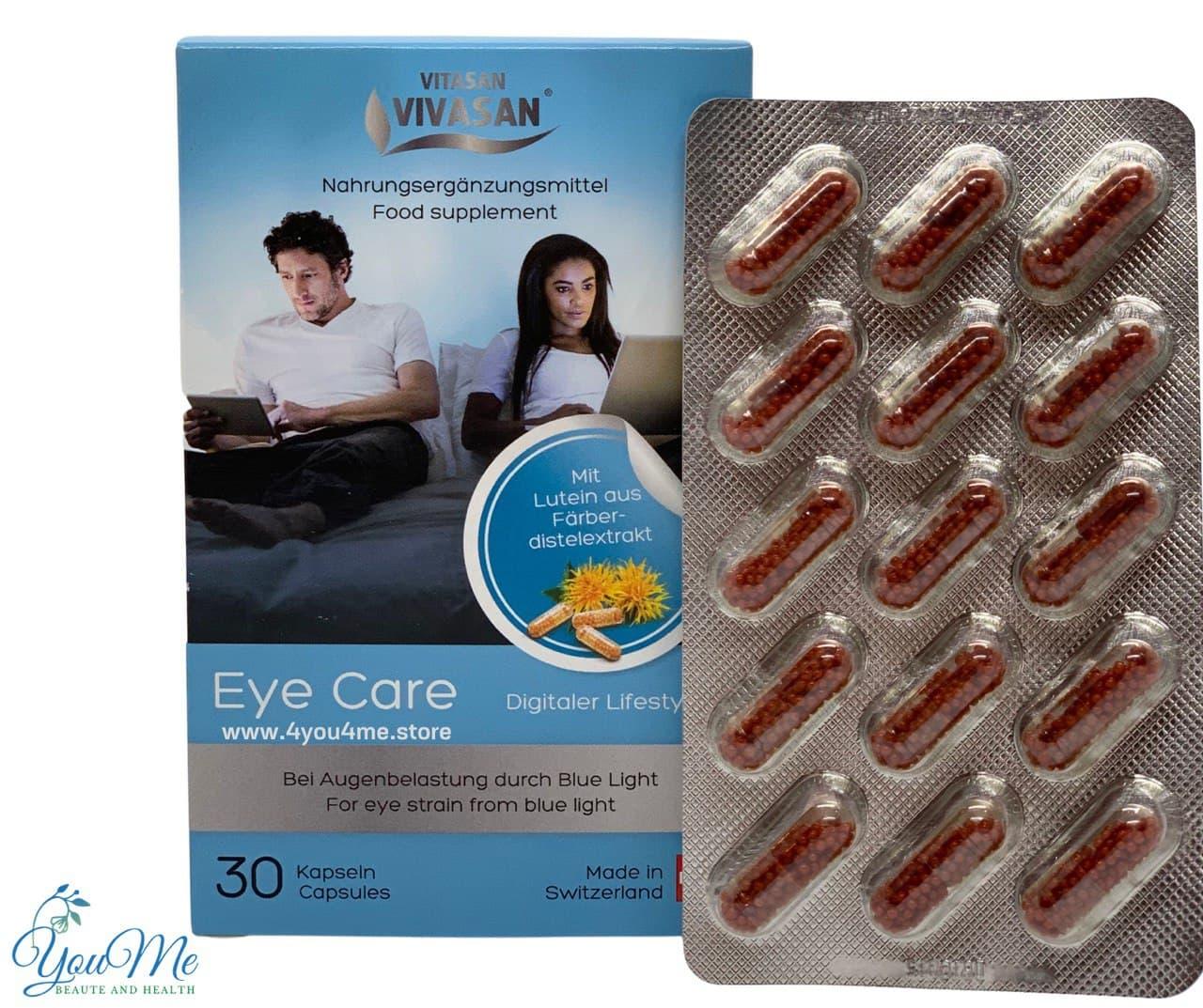 Капсули «Eye Care» для поліпшення зору з Лютеїном, Зеаксантином і вітаміном D «Вівасан», Швейцарія 30