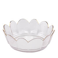 Стильна піала фігурної форми "Квітка" 19,5х6,5 см (прозоре фактурне скло)