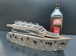 Мінібар "Яхта" 2 подарунок для прихильників моря, підставка під алкоголь, подарунок море відпочинок