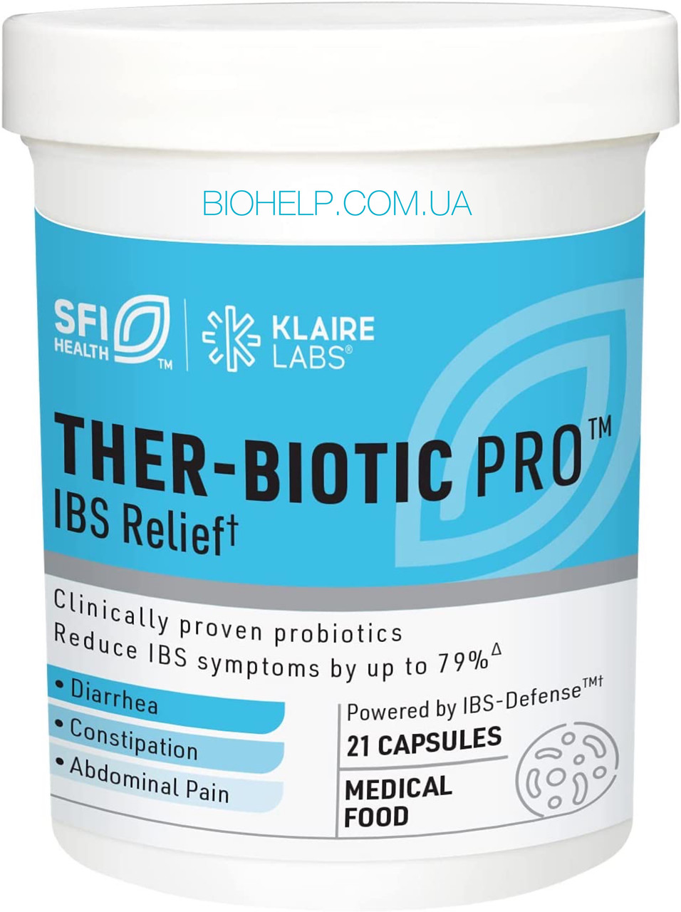 Klaire labs THER-BIOTIC PRO IBS RELIEF / ТЕРБІОТИЧНИЙ PRO IBS РЕЛЬЄФ 21 капсула. BX210, фото 1