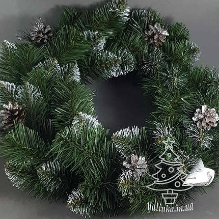 Вінок новорічний з шишками 50 см ялина їли ялинка ялинки ялинка ялинки сосна штучна штучна ялинка ялинки й919ув, фото 2