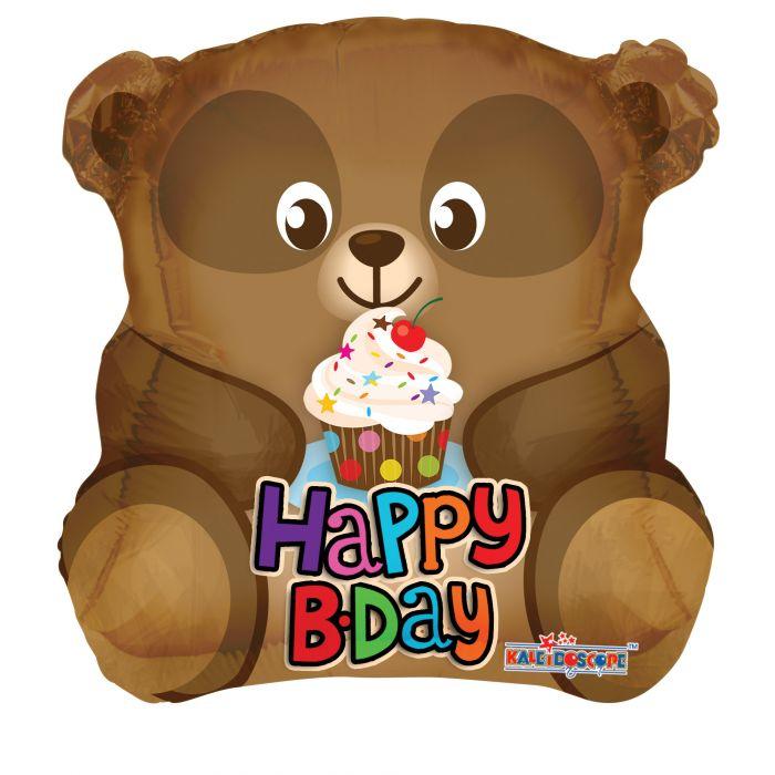 К 18" Birthday Bear. Куля фольгована ведмедик З Днем народження