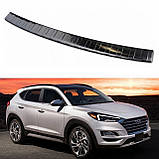 Захисна накладка на задній бампер для Hyundai Tucson III LIFT 2018-2020 /чорн.нерж.сталь/, фото 3