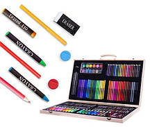 Дитячий набір для малювання 180 предметів в дерев'яному валізці. Набір для творчості