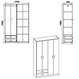 Шафа-14 Компаніт 195х120х46,4 смлдсп дуб-сонома для одягу в спальні, фото 4
