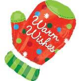 А 28" Large Shape Warm Wishes Holiday Mitten. Фольгований шар новорічної Варіжки з побажаннями - В УП