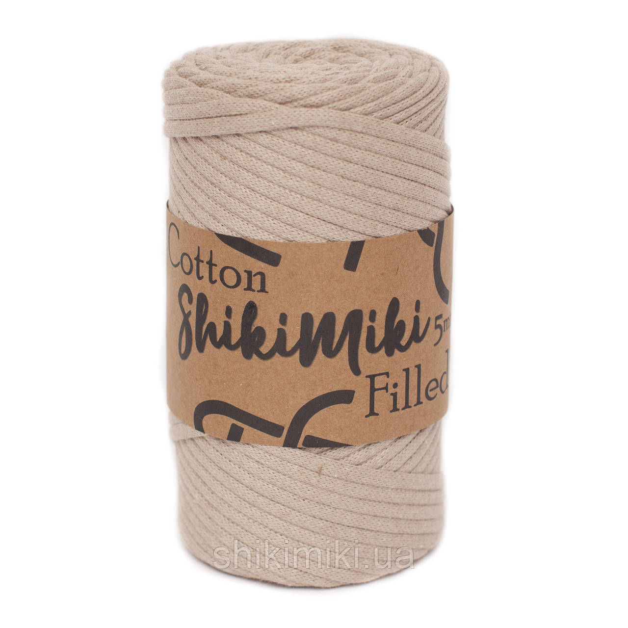 Трикотажний бавовняний шнур Cotton Filled 5 мм, колір Світлий лате, фото 1