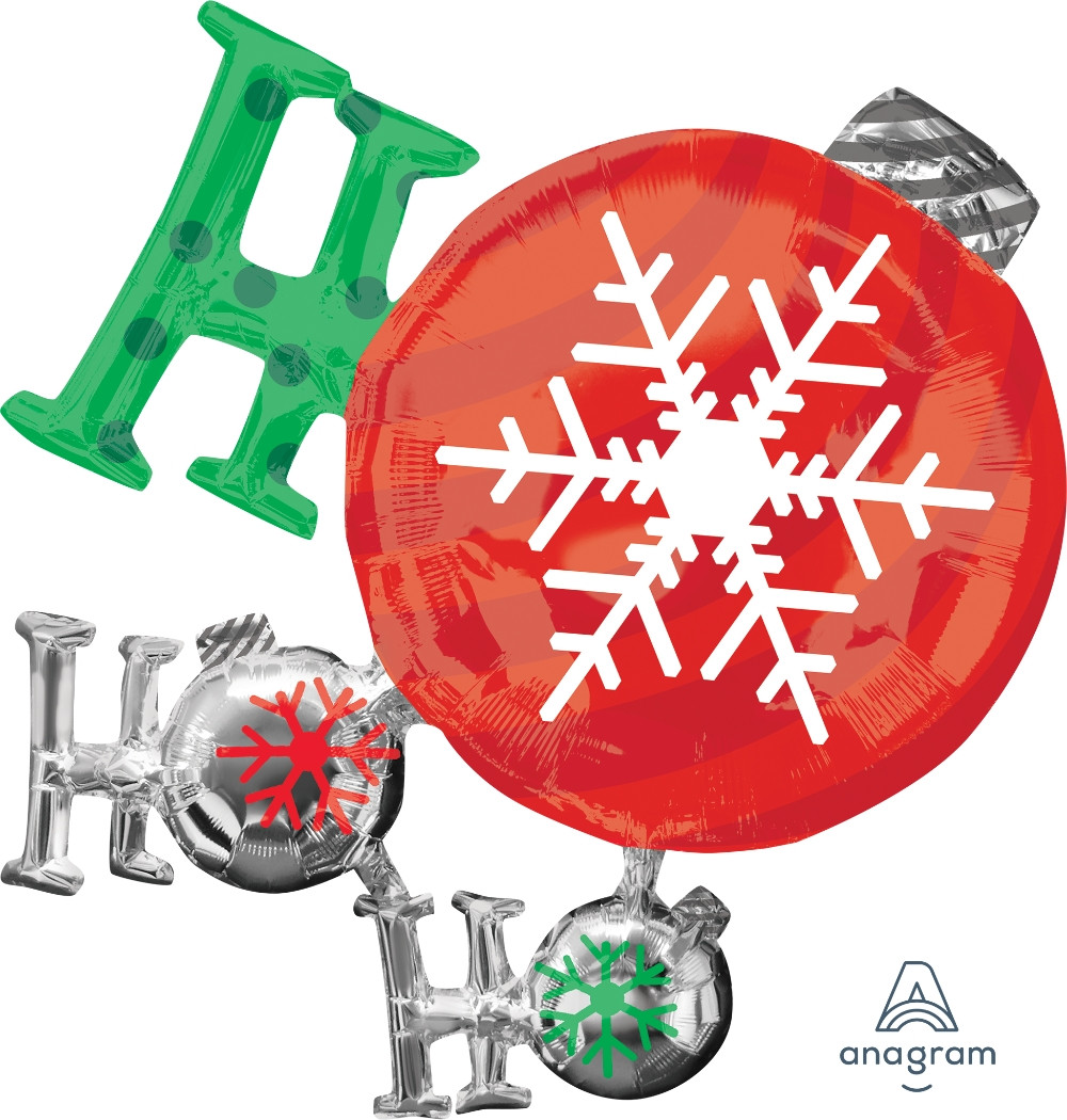 А 28" Ho Ho Ho Ornament Foil Balloon. Фольгований шар новогодінь Хо хо - В УП
