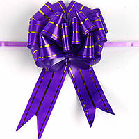 Бант-затяжка подарунковий фіолетовий із золотом діаметр 13.5 см ширина стрічки 4.5 см