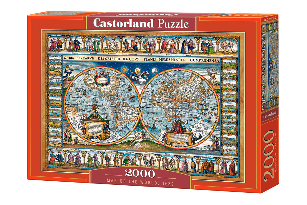 Пазли 2000 елементів "карта світу, 1639", C~200733 | Castorland