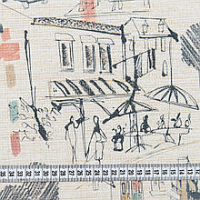 Штори на кухню, в дитячу, штори принт місто, тканина для декоративних подушок Іспанія 280 см теракот, св. беж