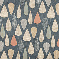 Стильная ткань для штор листья, шторы в детскую, зал, спальню геометрия Испания 280см т. голубой