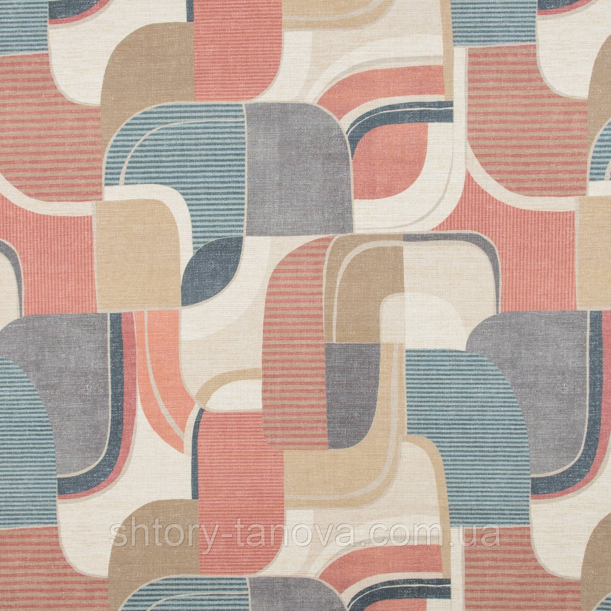 Щільна натуральна тканина для штор і декоративних подушок Іспанія 280 см абстракція, теракот, фото 1