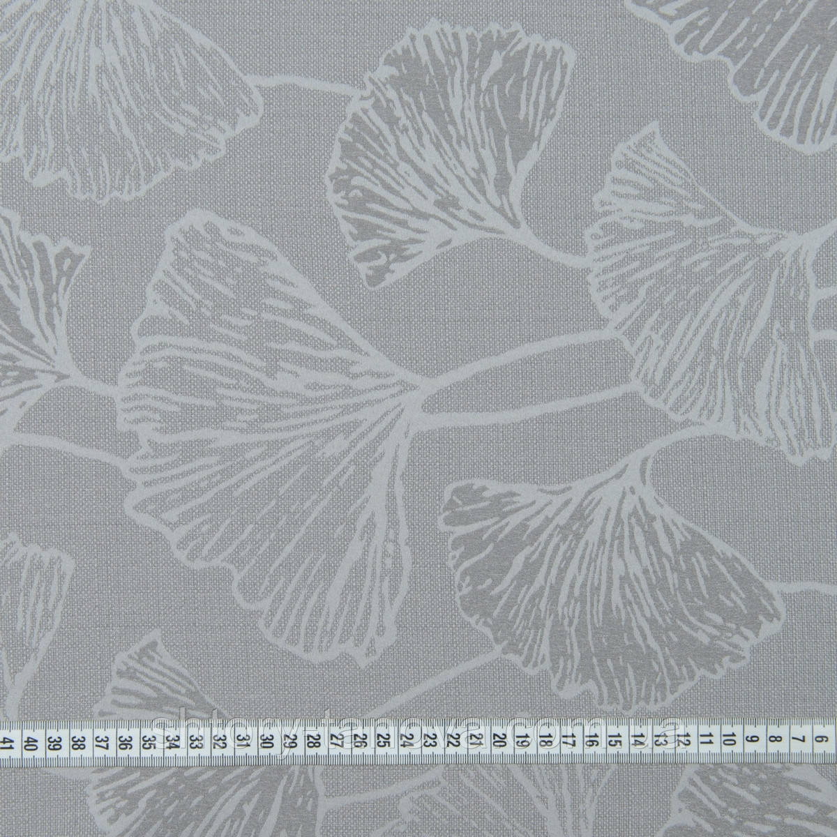 Жаккард рогожка з малюнком Гінкго Білоба, штори в східному стилі сірий, фото 1
