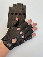 Перчатки водительские мужские кожаные без пальцев автомобильные, мужские кожаные перчатки, митенки