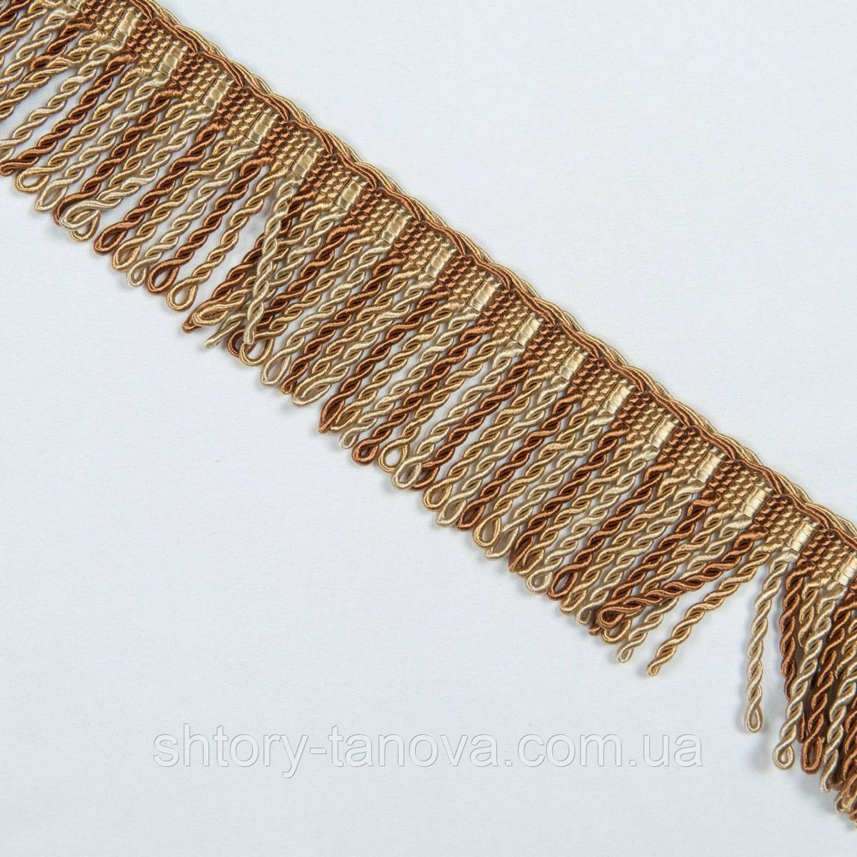 Бахрома спіраль, бахрома локшина, спіральна бахрома, бахрома для штор і меблів спіраль карамель, фото 1