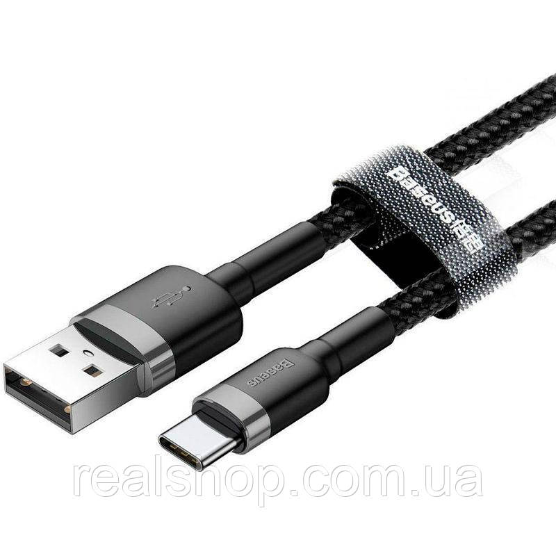 Кабель Baseus Cafule Cable USB For Type-C 3A 1m Gray/Black (CATKLF-BG1)