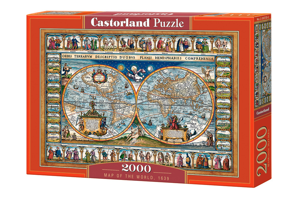 Пазли 2000 елементів "Карта світу, 1639 рік", C~200733 | Castorland