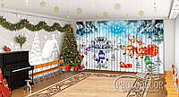 Новогодние Фото Шторы в детский сад "Снеговики и Дед Мороз в городе 1"