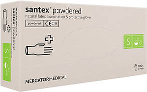 Рукавички латексні Santex powdered S нестерильні опудрені (100шт.50 пар/уп)