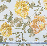 Шторы с цветами, ткани в стиле прованс, цветочная ткань для штор пион цветы желтые Испания 280 см
