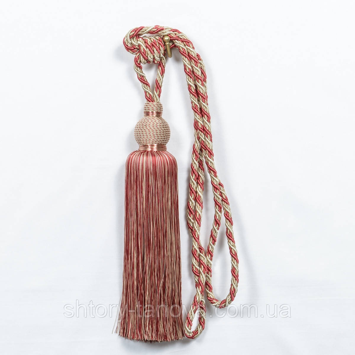 Підхоплення для штор, кисті для штор великий бордо ,бежевий 94 см (1шт), фото 1
