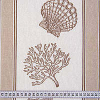 Шторы в морском стиле, ткань для чехлом, подушек, плотных штор жаккард 280 см ракушки бледно-коричневый