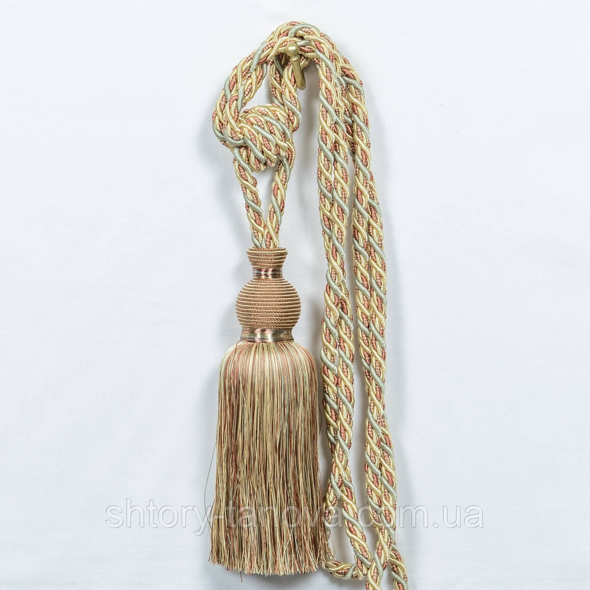 Підхоплення для штор Кисті для штор малий теракот ,оливка,золото 77 см (1шт), фото 1